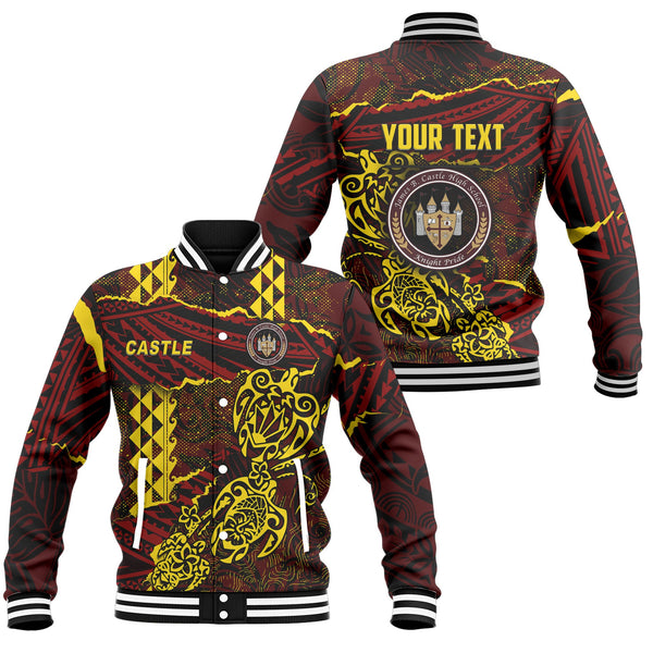 Hawaii Castle High School Custom Baseball Jacket Polynesian Turtle Style