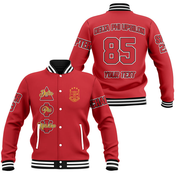 Fraternity Jacket - Personalized Delta Phi Upsilon Baseball Jacket Original Red Style