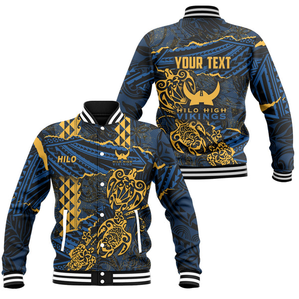 Hawaii Hilo High School Custom Baseball Jacket Polynesian Turtle Style