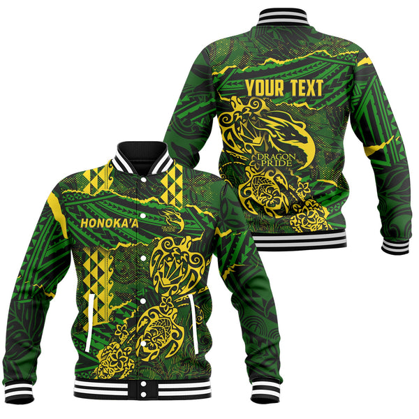 Hawaii Honoka High & Intermediate School Custom Baseball Jacket Polynesian Turtle Style