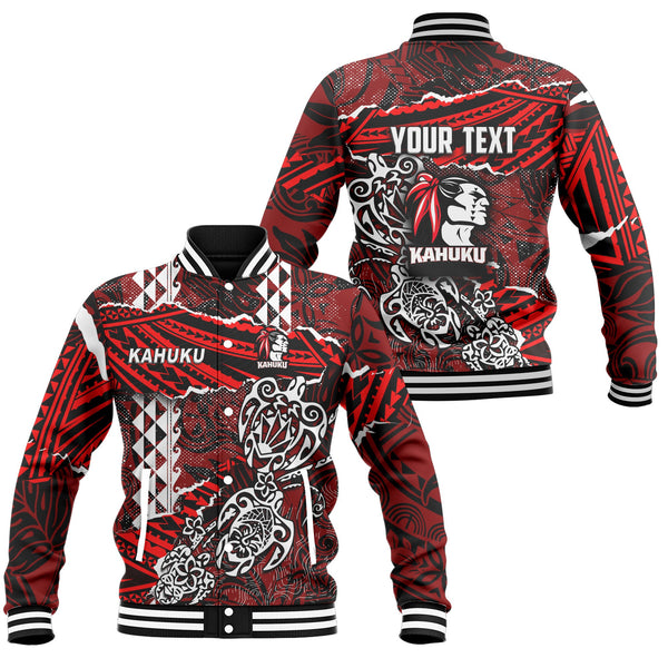 Hawaii Kahuku High & Intermediate School Custom Baseball Jacket Polynesian Turtle Style