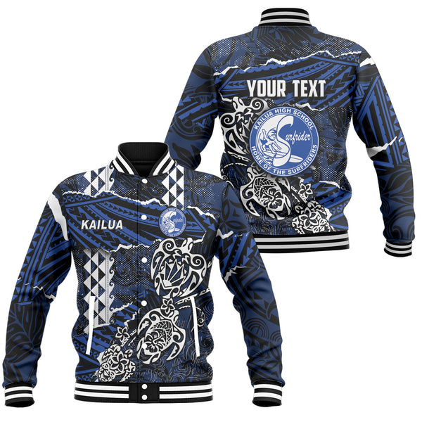 Hawaii Kailua High School Custom Baseball Jacket Polynesian Turtle Style