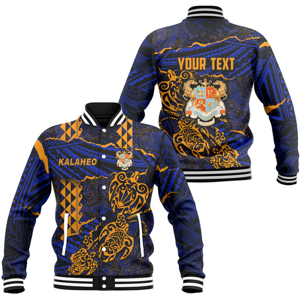Hawaii Kalaheo High School Custom Baseball Jacket Polynesian Turtle Style