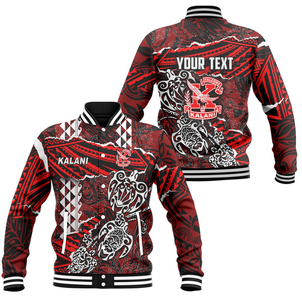 Hawaii Kalani High School Custom Baseball Jacket Polynesian Turtle Style