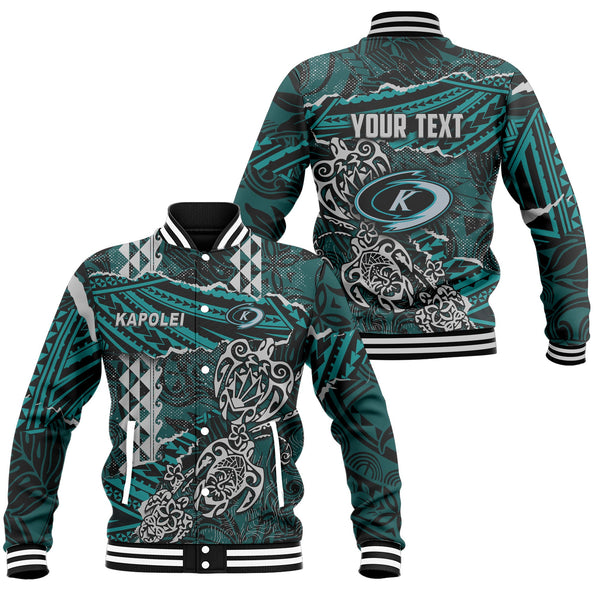 Hawaii Kapolei High School Custom Baseball Jacket Polynesian Turtle Style