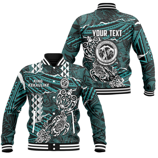 Hawaii King Kekaulike High School Custom Baseball Jacket Polynesian Turtle Style