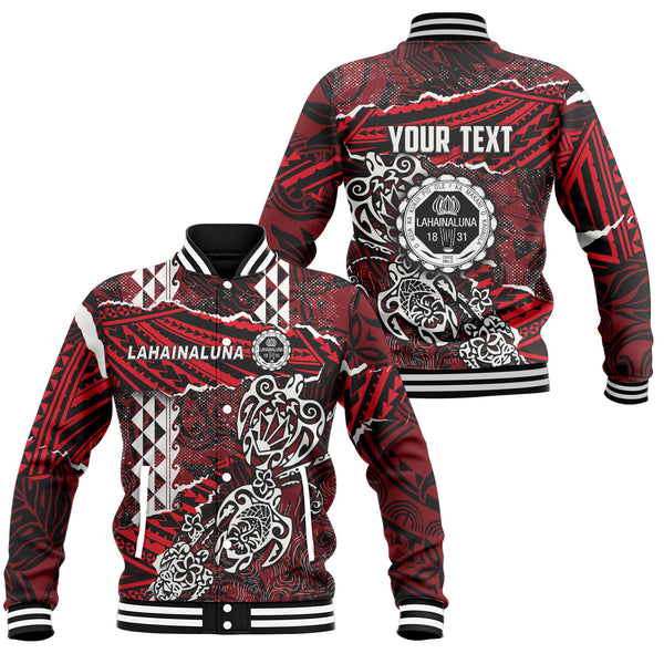 Hawaii Lahainaluna High School Custom Baseball Jacket Polynesian Turtle Style