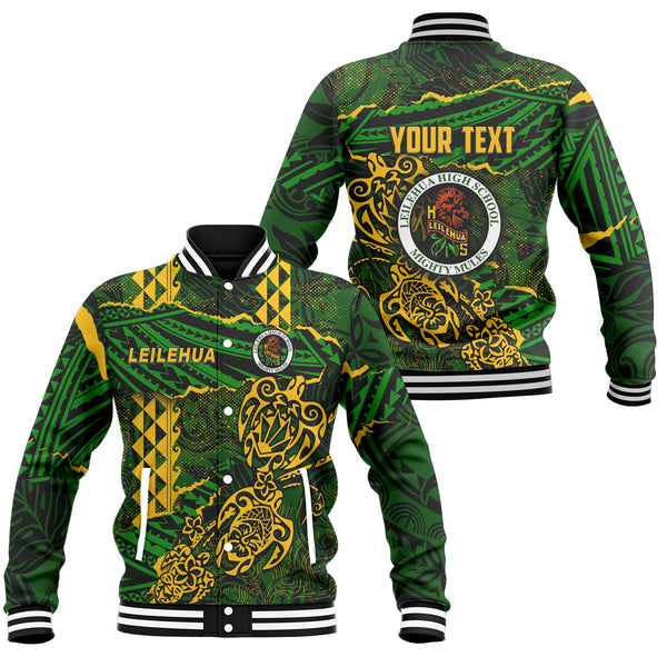 Hawaii Leilehua High School Custom Baseball Jacket Polynesian Turtle Style