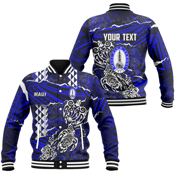 Hawaii Maui High School Custom Baseball Jacket Polynesian Turtle Style