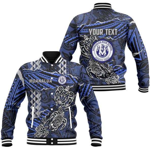 Hawaii Moanalua High School Custom Baseball Jacket Polynesian Turtle Style