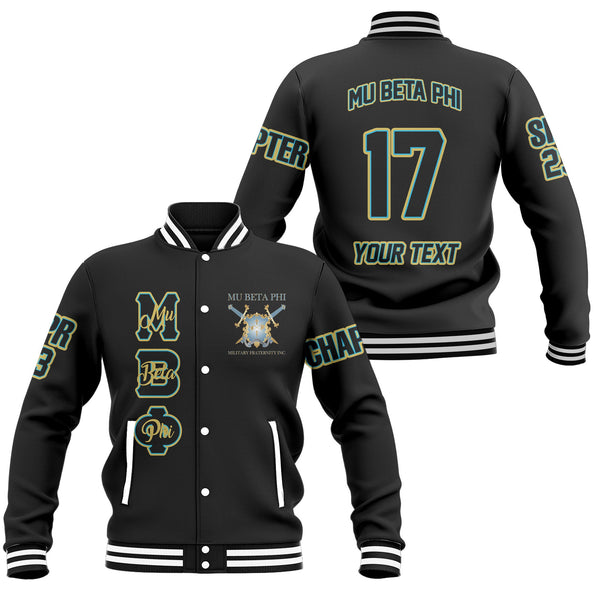 Fraternity Jacket - Personalized Mu Beta Phi Baseball Jacket Original Black Style