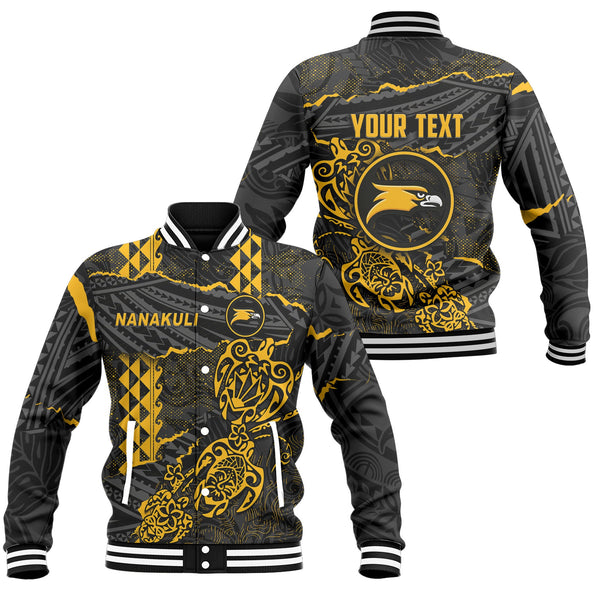 Hawaii Nanakuli High School Custom Baseball Jacket Polynesian Turtle Style