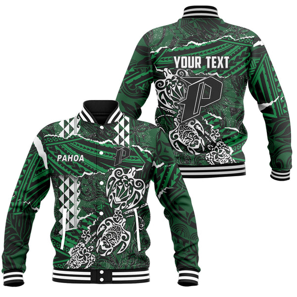 Hawaii Pahoa High & Intermediate School Custom Baseball Jacket Polynesian Turtle Style