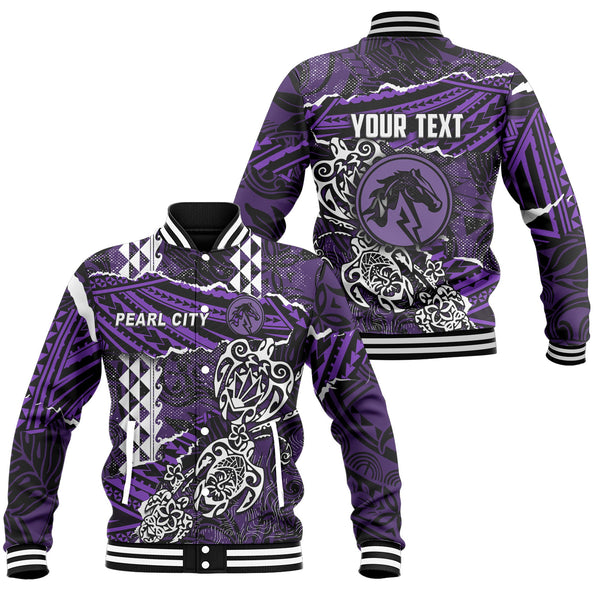 Hawaii Pearl City High School Custom Baseball Jacket Polynesian Turtle Style