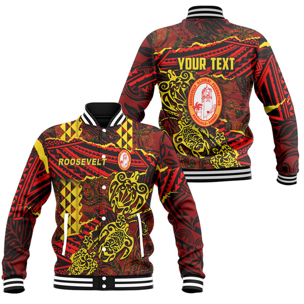 Hawaii Roosevelt High School Custom Baseball Jacket Polynesian Turtle Style