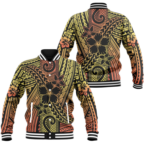 Hawaiian Reggae Baseball Jacket Polynesian Hibiscus Style