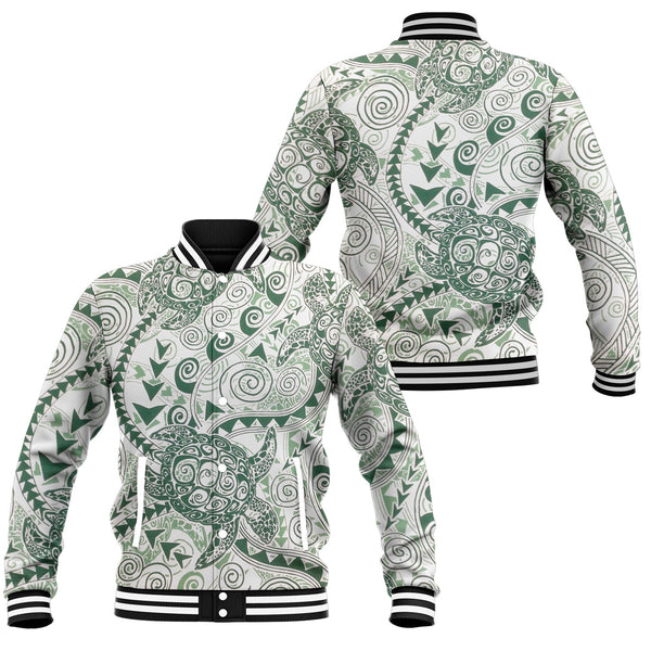 Hawaii Polynesian Turtle Baseball Jacket Green Style