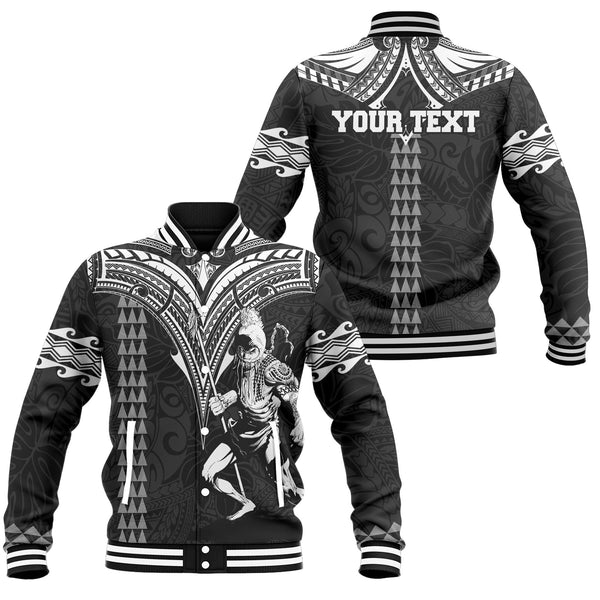 Custom Hawaii Ikaika Warrior Baseball Jacket Polynesian Tattoo Style