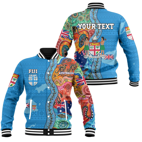 Custom Fiji Tapa & Australia Aboriginal Baseball Jacket