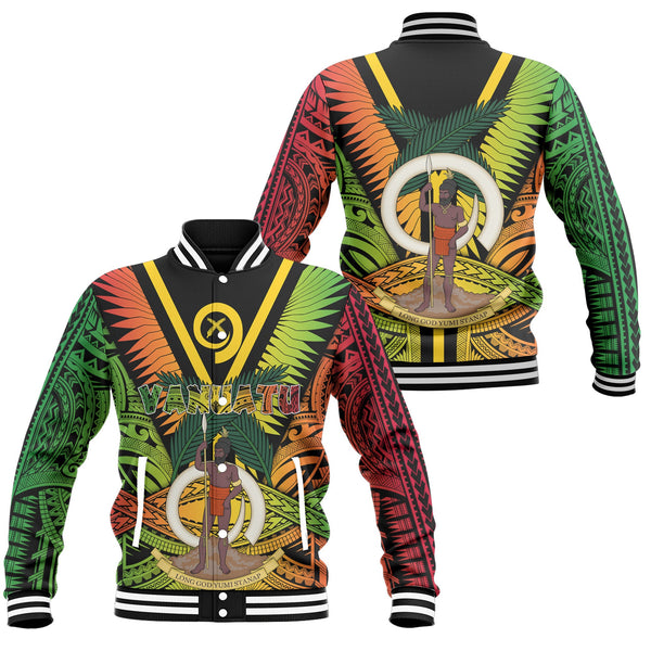 Vanuatu Baseball Jacket Coat Of Arms Reggae Style