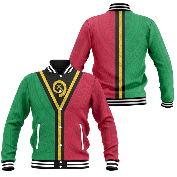 Vanuatu Baseball Jacket Polynesian Flag Style