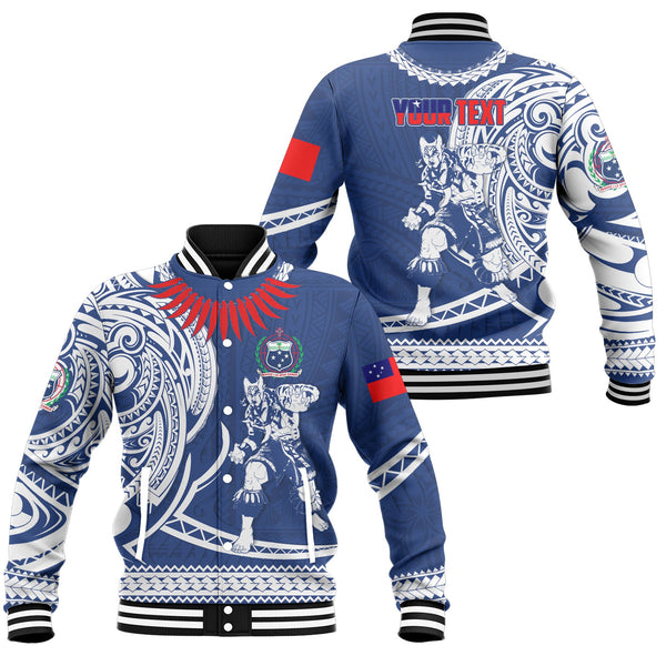 Custom Samoa Baseball Jacket Warrior Ula Nifo Style