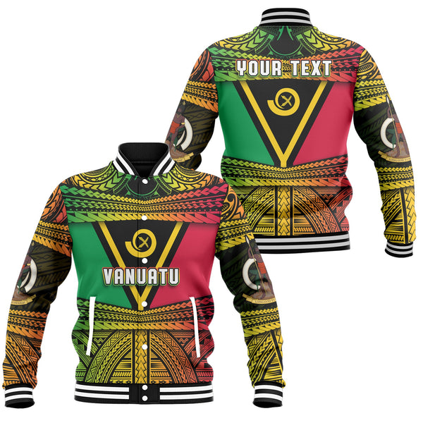 Custom Vanuatu Flag & Coat Of Arms Baseball Jacket Reggae Style