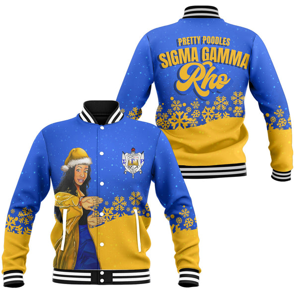 Sorority Jacket - Sigma Gamma Rho Christmas Girl Baseball Jacket Pretty Poodles Style