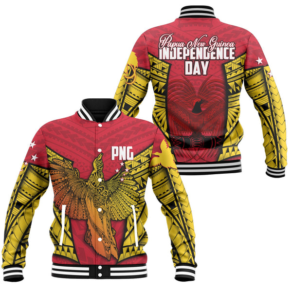 Papua New Guinea Independence Day Baseball Jacket Raggiana Bird of Paradise Style