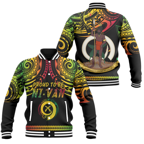 Vanuatu Proud To Be Ni-Van Baseball Jacket Coat Of Arms Reggae Style