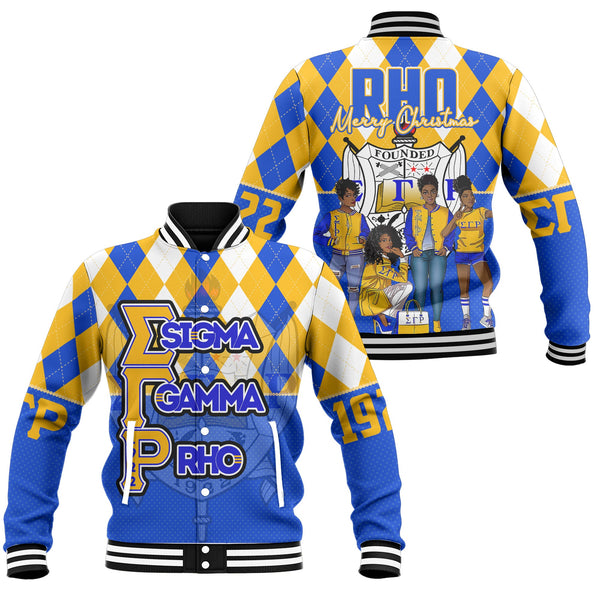 Sorority Jacket - Christmas Sigma Gamma Rho Girl Baseball Jacket Rhombus Pattern Style