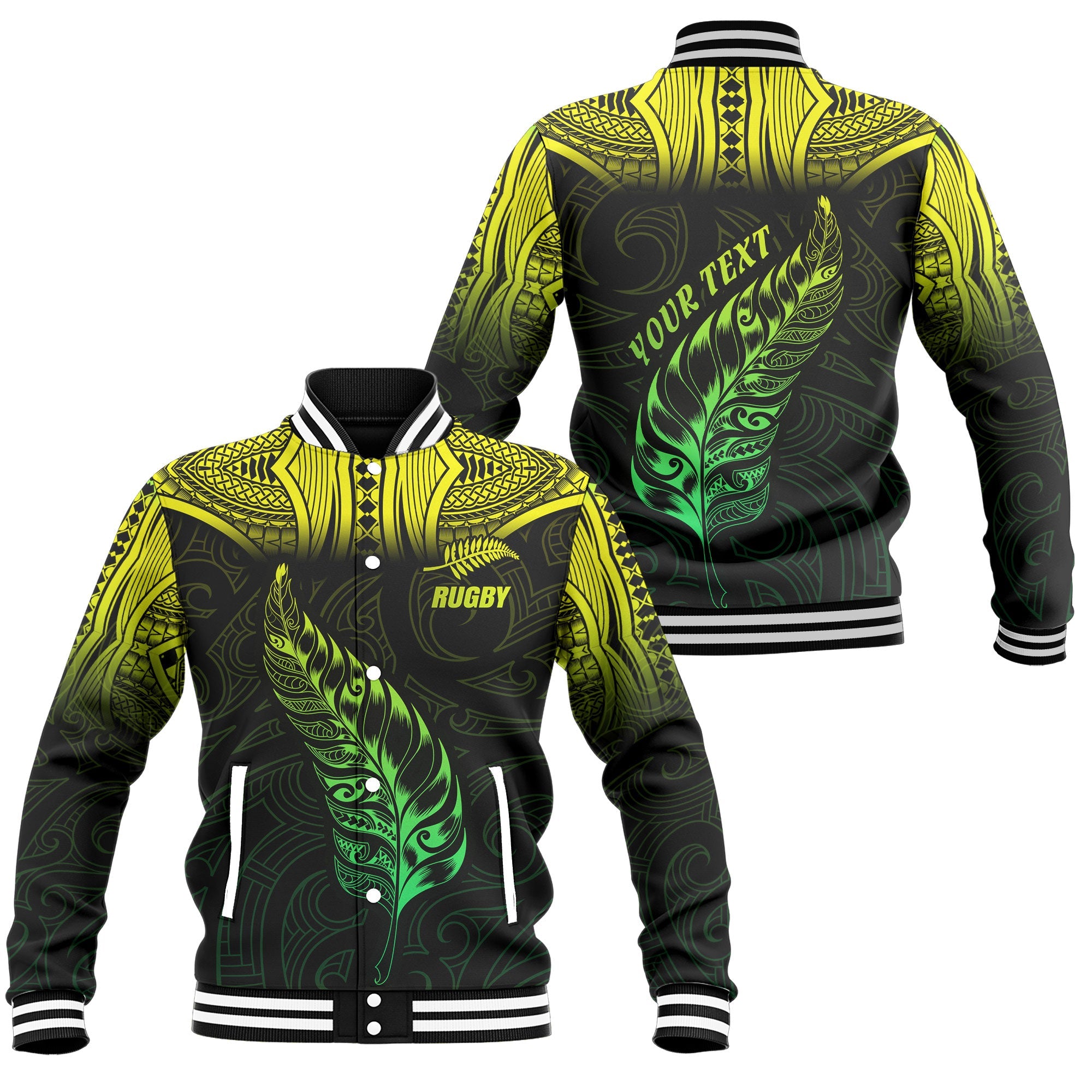 Custom New Zealand Rugby Baseball Jacket Maori Silver Fern Aotearoa - LH1