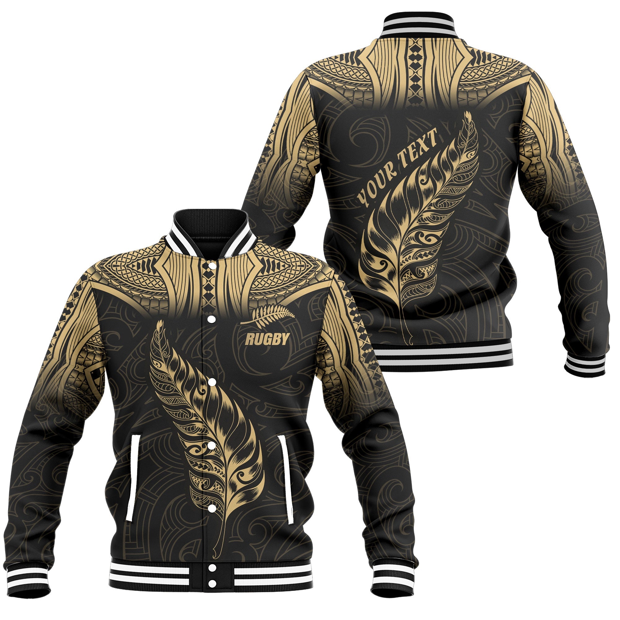 Custom New Zealand Rugby Baseball Jacket Maori Silver Fern Aotearoa - LH1