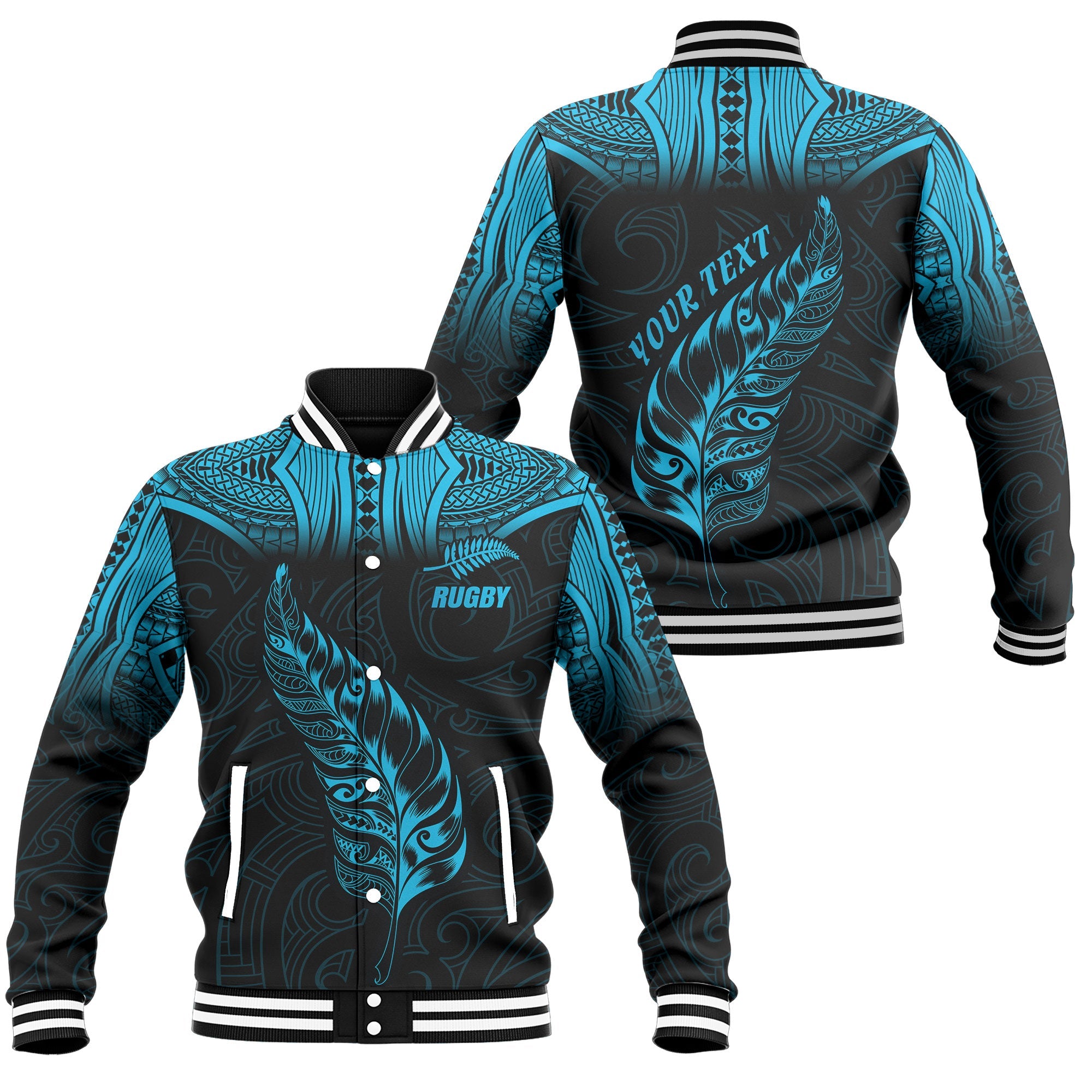 Custom New Zealand Rugby Baseball Jacket Maori Silver Fern Aotearoa - LH1