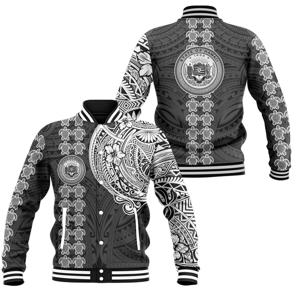 Hawaii Seal Polynesian Turtle Line Baseball Jacket