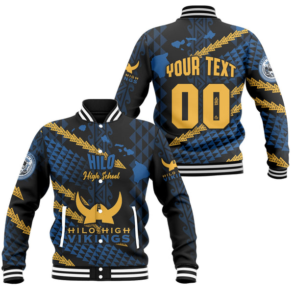 Hawaii Hilo High School Custom Baseball Jacket Map Style