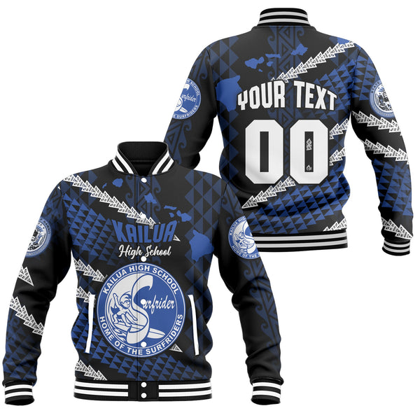 Hawaii Kailua High School Custom Baseball Jacket Map Style