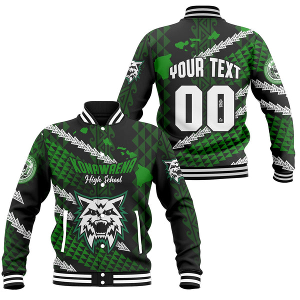 Hawaii Konawaena High School Custom Baseball Jacket Map Style