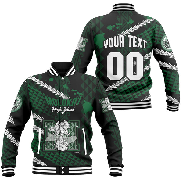 Hawaii Molokai High School Custom Baseball Jacket Map Style