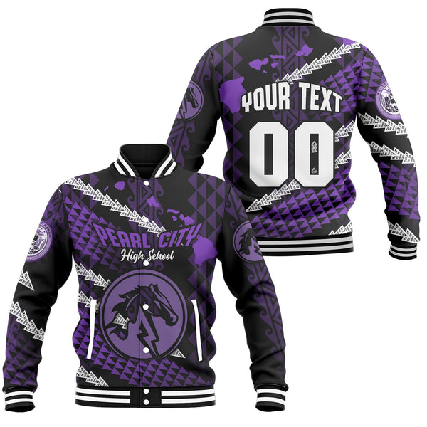 Hawaii Pearl City High School Custom Baseball Jacket Map Style