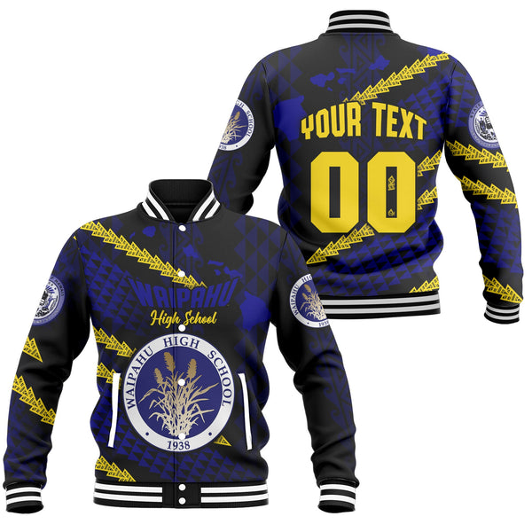 Hawaii Waipahu High School Custom Baseball Jacket Map Style