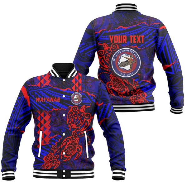 Hawaii Waianae High School Custom Baseball Jacket Polynesian Turtle Style