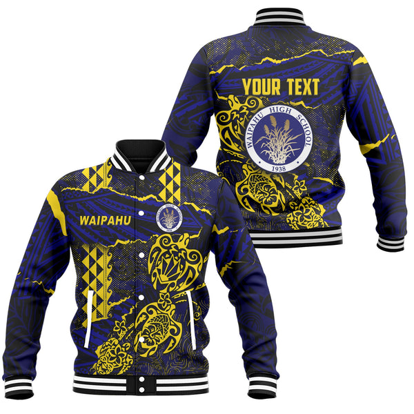 Hawaii Waipahu High School Custom Baseball Jacket Polynesian Turtle Style