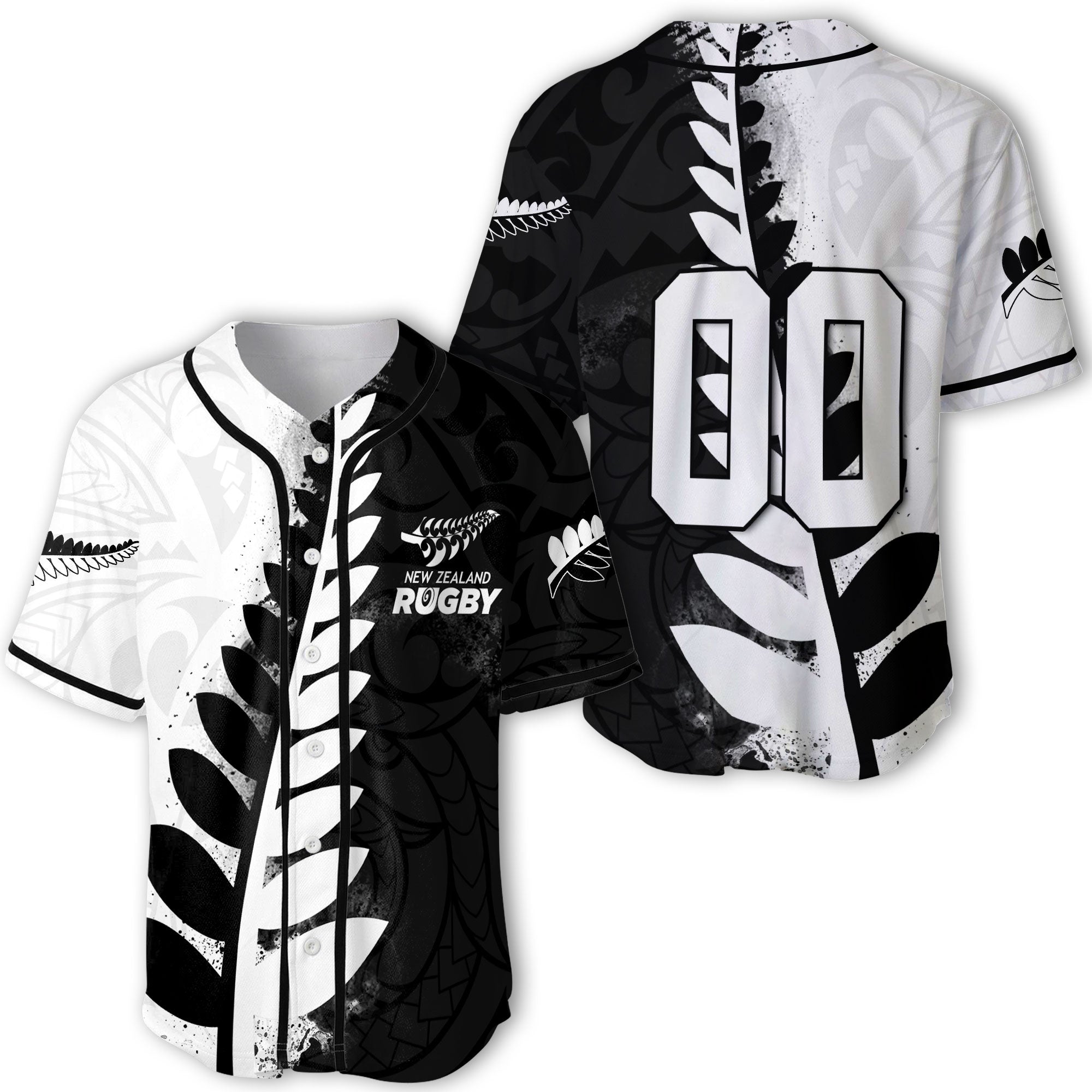 Custom New Zealand Rugby Baseball Jersey Silver Fern Style