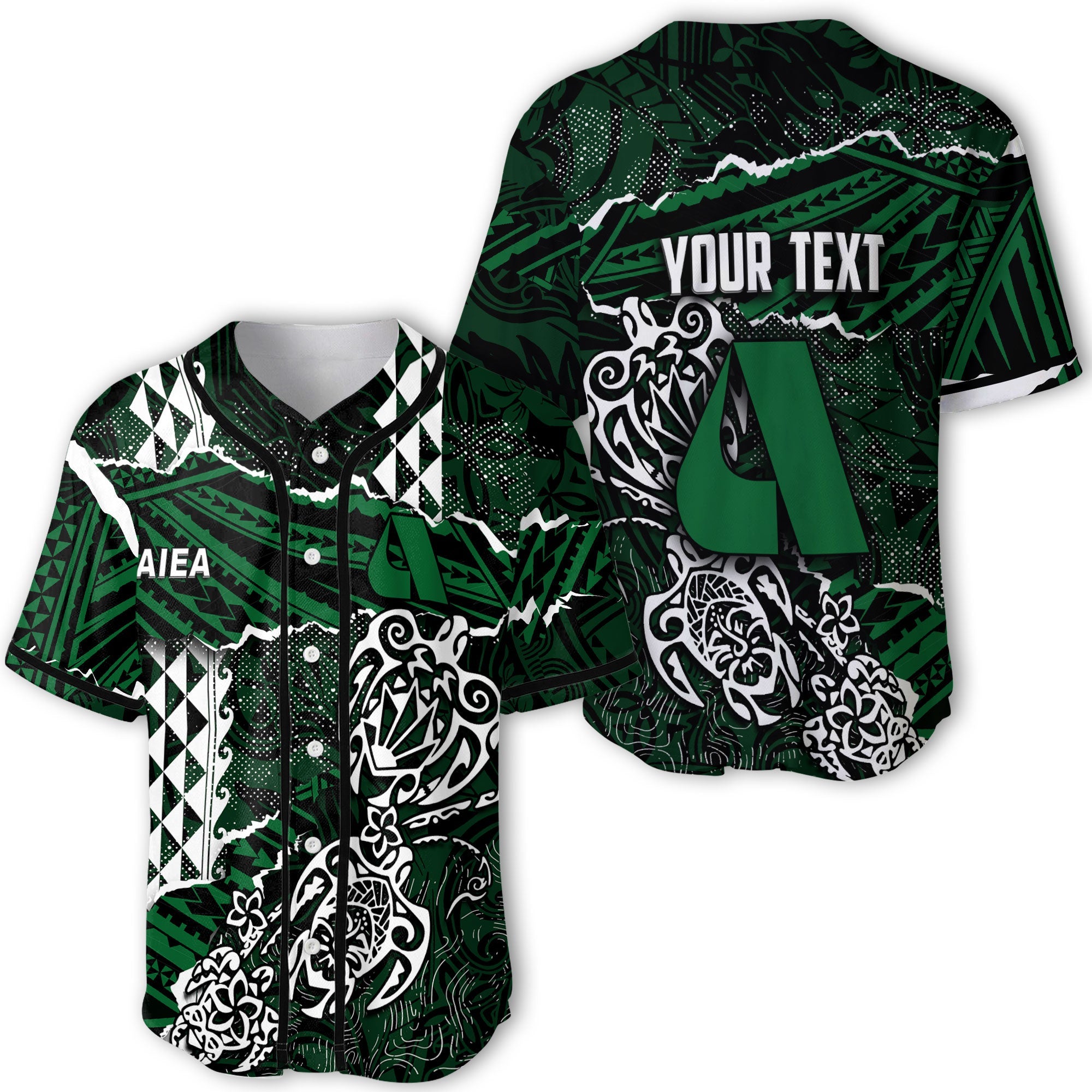 Hawaii Aiea High School Custom Baseball Jersey Polynesian Turtle Style