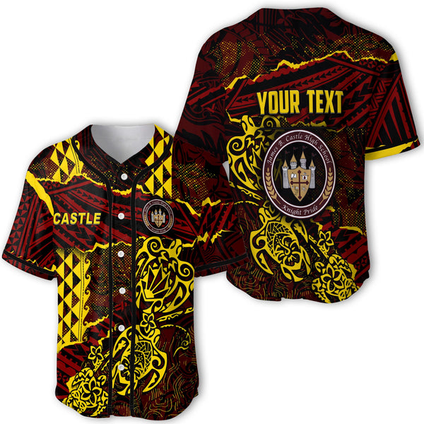 Hawaii Castle High School Custom Baseball Jersey Polynesian Turtle Style