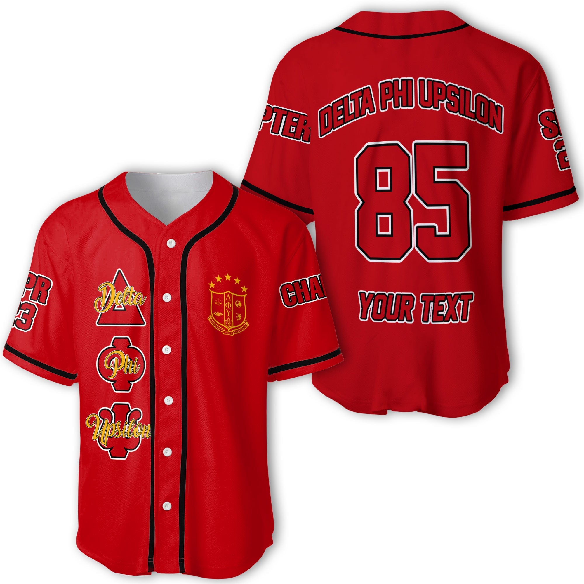 Fraternity Baseball Jersey - Personalized Delta Phi Upsilon Baseball Jersey Original Red Style