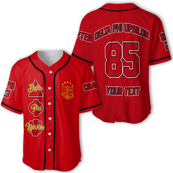 Fraternity Baseball Jersey - Personalized Delta Phi Upsilon Baseball Jersey Original Red Style