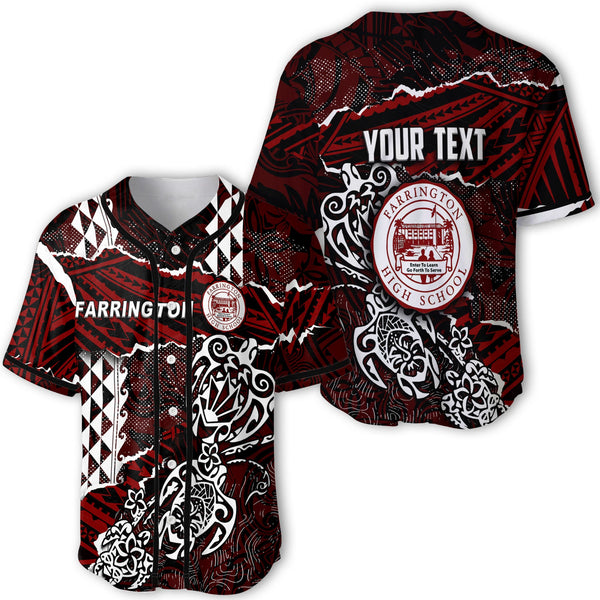 Hawaii Farrington High School Custom Baseball Jersey Polynesian Turtle Style