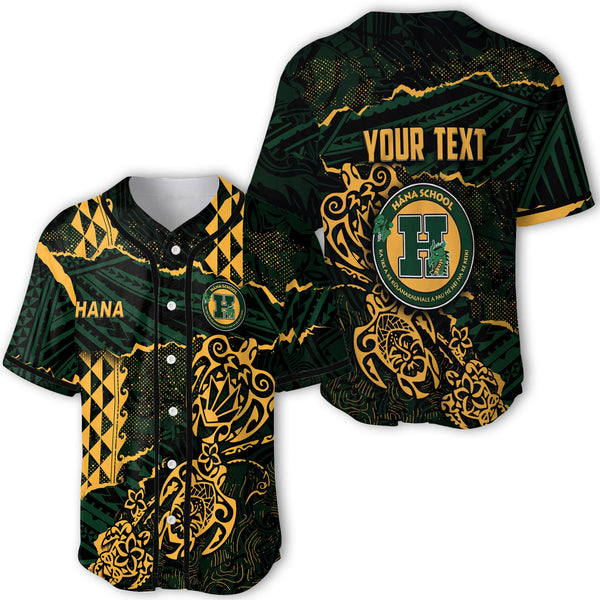 Hawaii Hana High & Elementary School Custom Baseball Jersey Polynesian Turtle Style